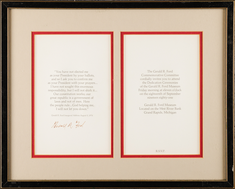 Lot 109 Gerald Ford Signed Invitation