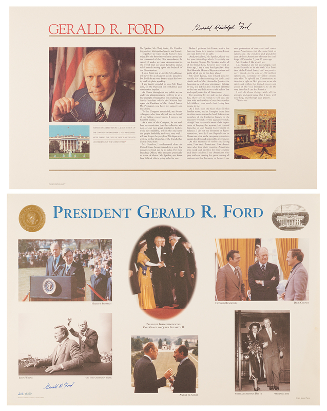 Lot 105 Gerald Ford (2) Oversized Signed Prints