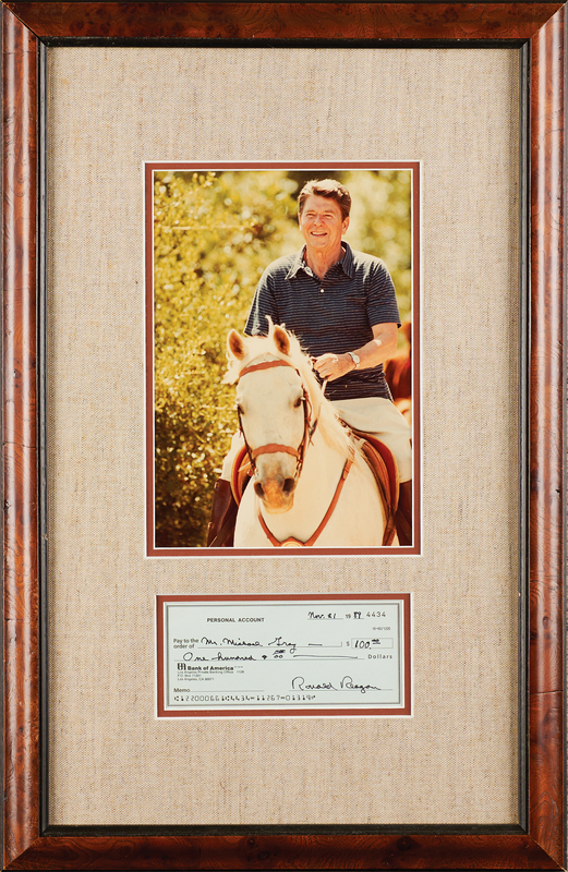 Lot 63 Ronald Reagan Signed Check