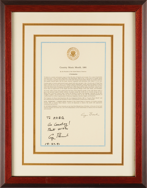 Lot 83 George Bush Signed Proclamation as President for 