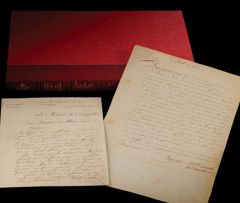 Lot 12 Louisiana Purchase: James Monroe, Robert R. Livingston, and Francois Barbe-Marbois  (2) Documents Signed for the Ratification of the Louisiana Purchase Treaty