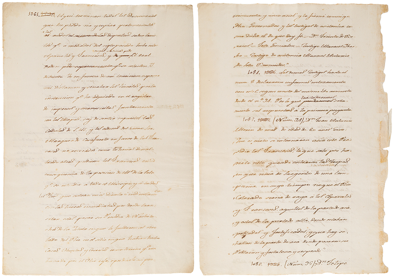 Lot 397 Louisiana Purchase: Contemporary Manuscript Pages of Pichardo's Treatise on the Limits of Louisiana and Texas