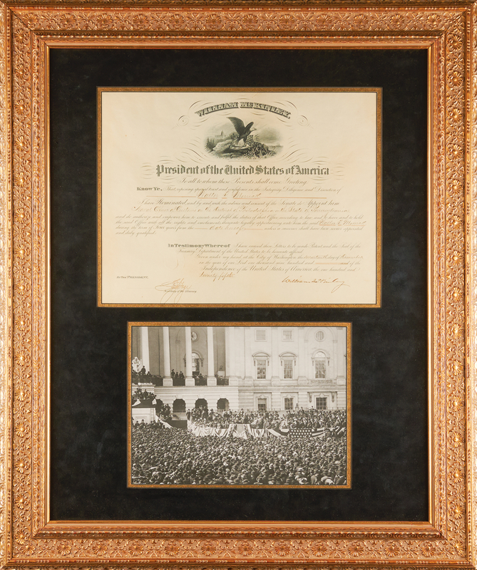 Lot 157 William McKinley Document Signed as President, Appointing a Naval Officer of Customs