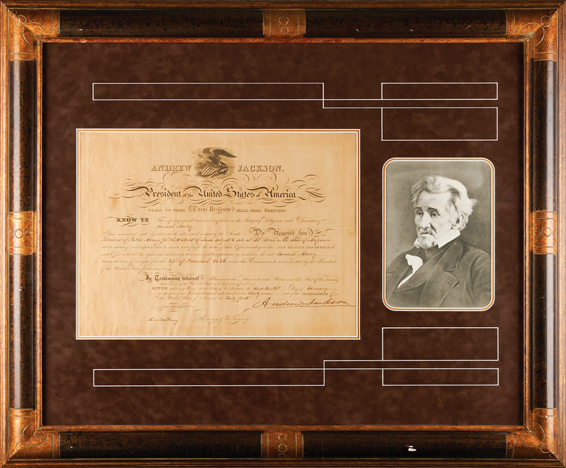 Lot 20 Andrew Jackson Document Signed as President, Appointing the Receiver of Public Moneys for St. Louis