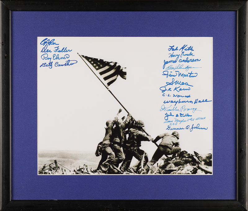 Lot 481 Iwo Jima Signed Photograph with (17) Veterans of WWII's Pacific Theater