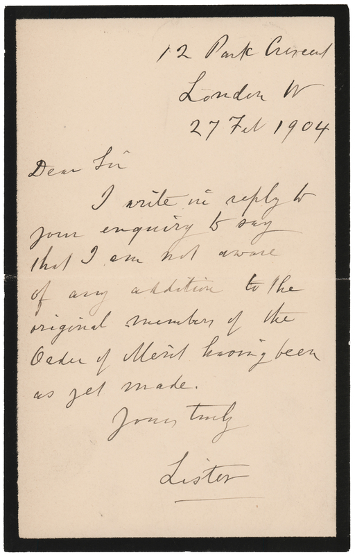 Lot 396 Joseph Lister Autograph Letter Signed