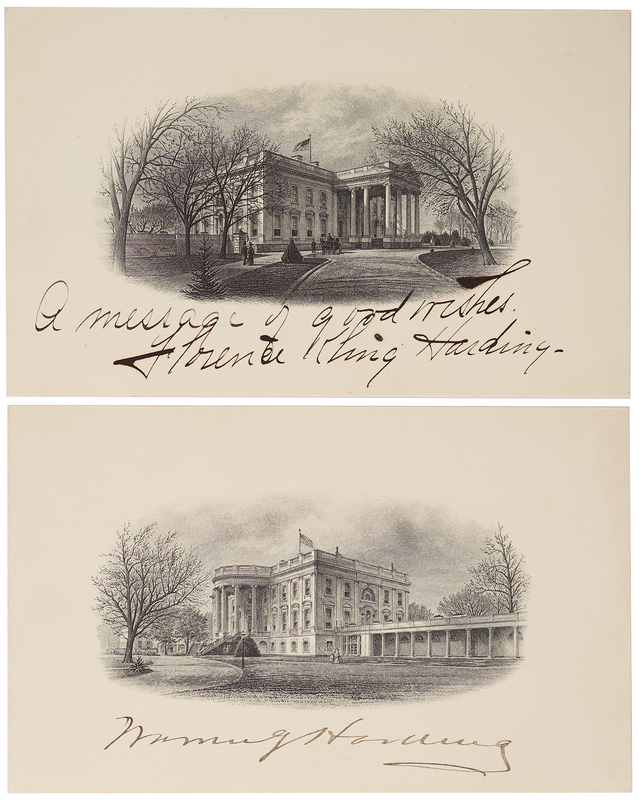 Lot 113 Warren and Florence Harding (2) Signed White House Engravings