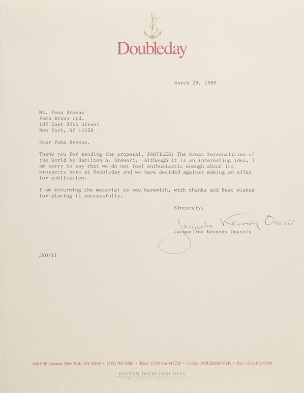 Lot 130 Jacqueline Kennedy Typed Letter Signed