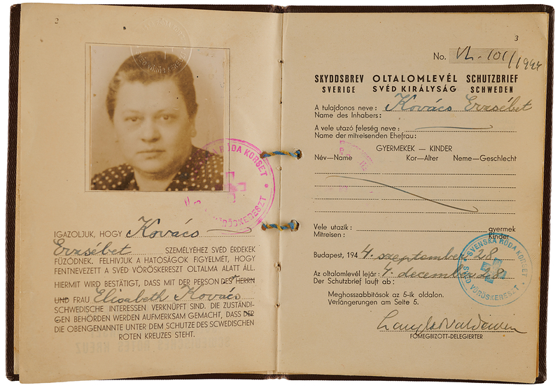 Lot 291 Wallenberg's Inspiration: Valdemar Langlet Signed 'Protection Letter' Passport from the Swedish Red Cross (1944)