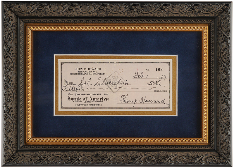 Lot 787 Three Stooges: Shemp Howard Signed Check