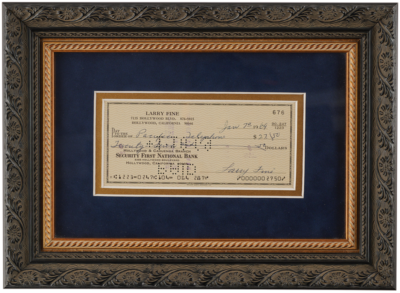 Lot 785 Three Stooges: Larry Fine Signed Check