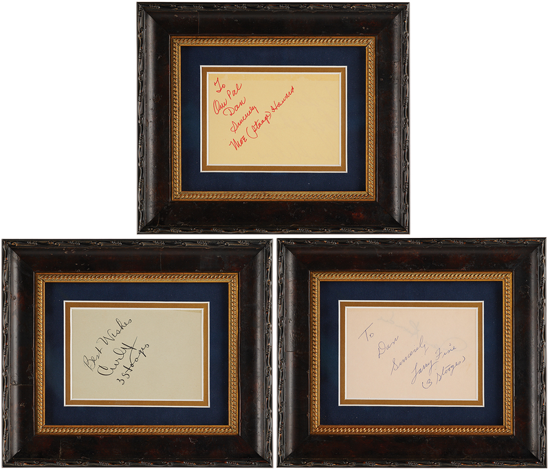 Lot 783 Three Stooges Signatures - Moe, Larry, and Curly