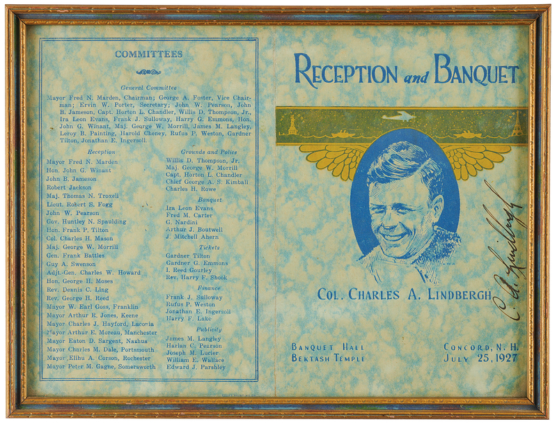 Lot 512 Charles Lindbergh Signed 'Spirit of St. Louis' Tour Program (Concord, New Hampshire, July 25, 1927)
