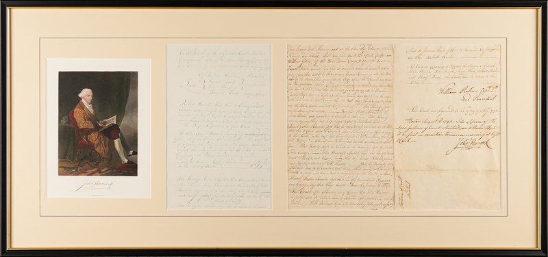 Lot 237 John Hancock Document Signed, Endorsing Castle Island Court Martial Sentences for a Prison Arsonist and Would-Be Escapees