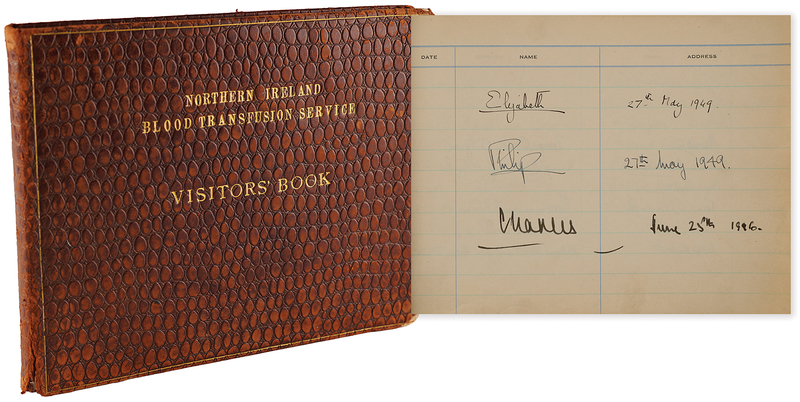 Lot 275 Queen Elizabeth II, Prince Philip, and King Charles III Signed Visitor's Book