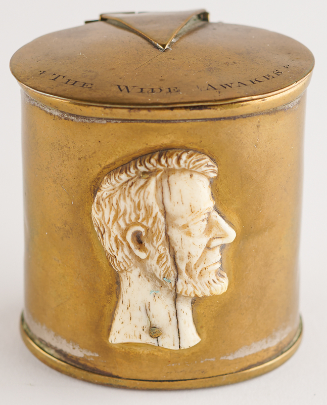 Lot 138 Abraham Lincoln Original ?Wide Awakes? Brass Match Safe (ca. 1860-1861)