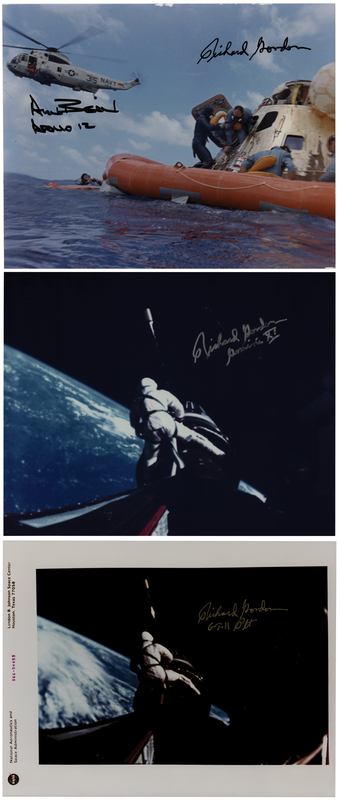 Lot 527 Apollo 12: Alan Bean and Richard Gordon (3) Signed Photographs