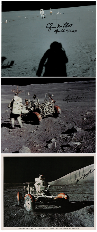 Lot 533 Moonwalkers (3) Signed Photographs - Cernan, Duke, and Mitchell