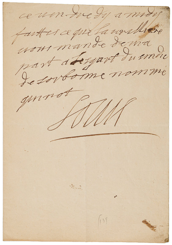 Lot 272 King Louis XIV Autograph Note Signed to Pontchartrain