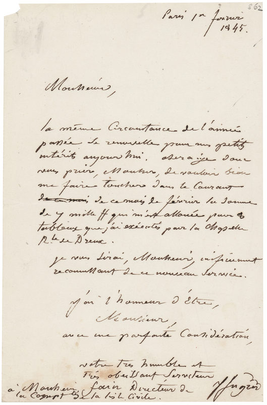 Lot 553 Jean-Auguste-Dominique Ingres Autograph Letter Signed on Funds 