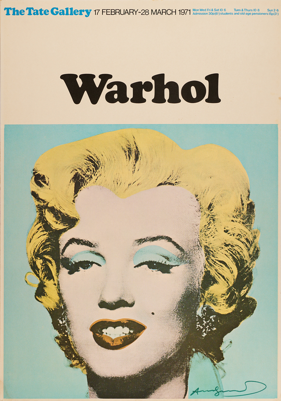 Lot 542 Andy Warhol Signed 'Marilyn Monroe' Exhibition Poster (Tate Gallery, 1971) - 20˝ x 28.75˝