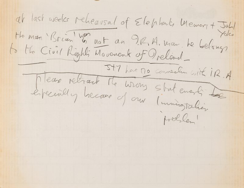 Lot 613 Beatles: John Lennon Handwritten Statement on His 