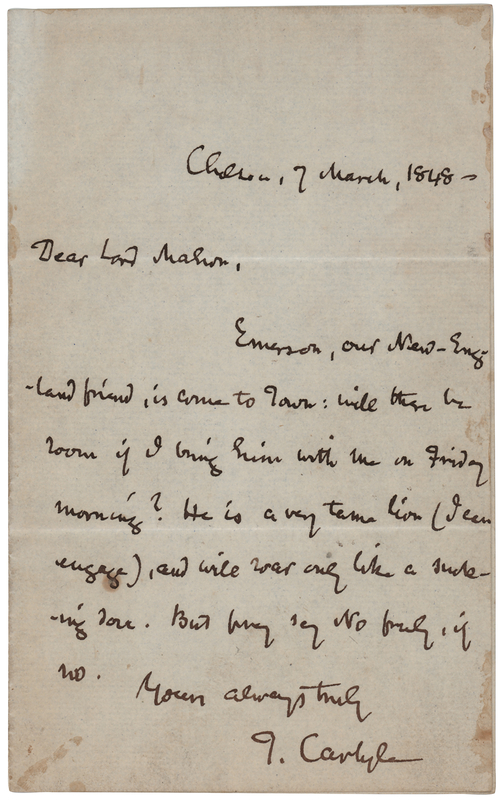 Lot 587 Thomas Carlyle Autograph Letter Signed - 