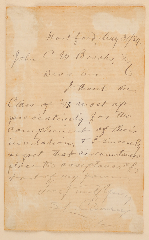 Lot 579 Samuel L. Clemens Autograph Letter Signed, Declining an Invitation to West Point