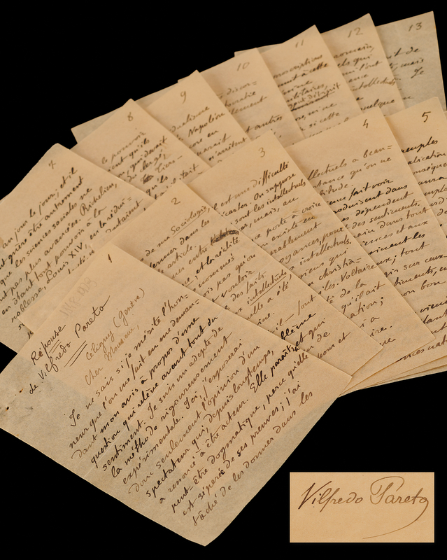 Lot 325 Vilfredo Pareto Autograph Manuscript Signed on Intellectuals: 