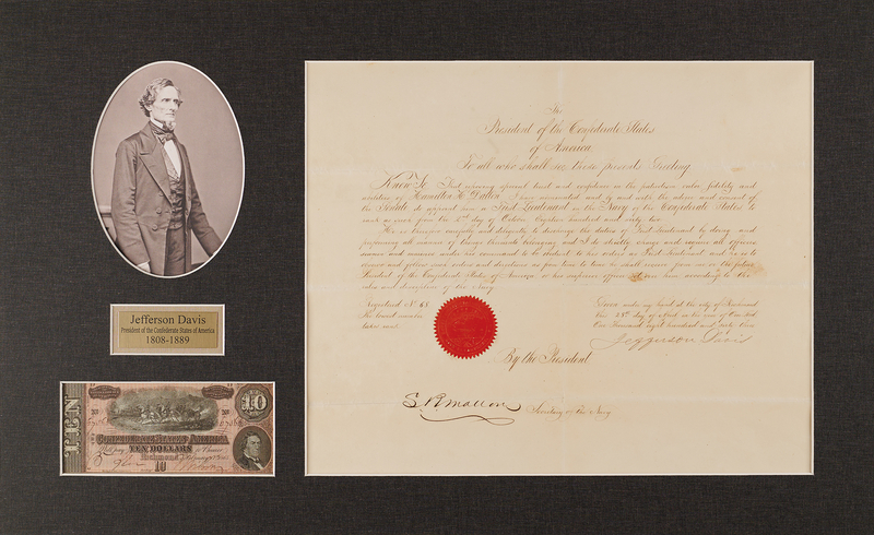 Lot 446 Jefferson Davis Document Signed as President of CSA
