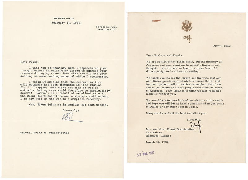 Lot 127 Lyndon B. Johnson and Richard Nixon (2) Typed Letters Signed
