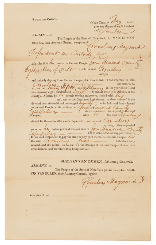 Lot 213 Martin Van Buren Document Signed