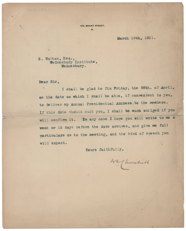 Lot 262 Winston Churchill Typed Letter Signed, Preparing to Deliver an 