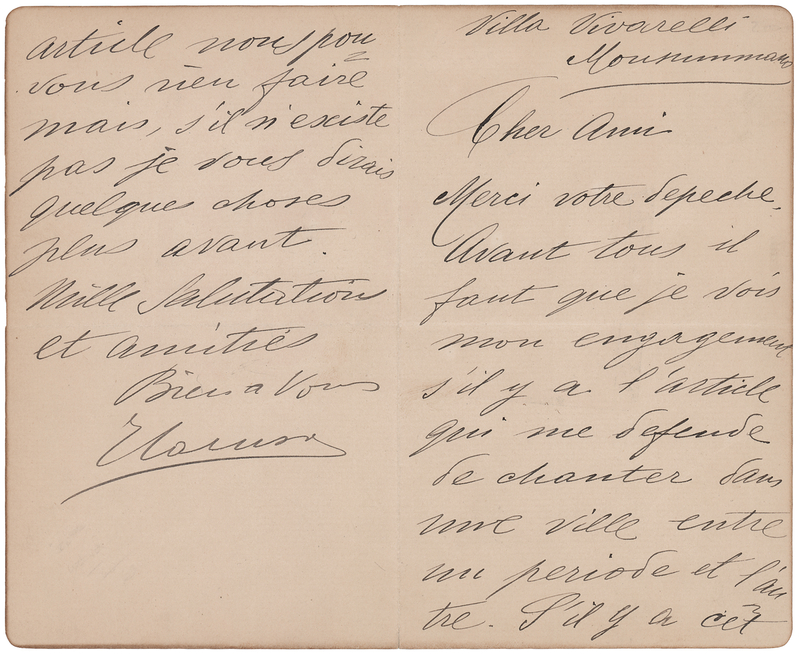 Lot 647 Enrico Caruso Autograph Letter Signed on Potential Performances: 