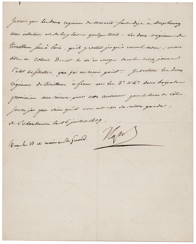 Lot 452 Napoleon Letter Signed, Ironically Remarking on the Stature of New Draftees: 