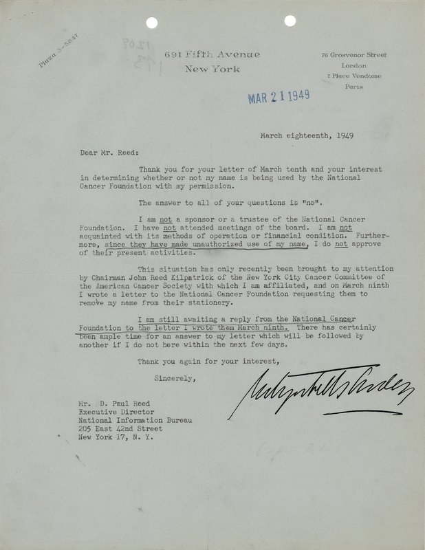 Lot 341 Elizabeth Arden Typed Letter Signed