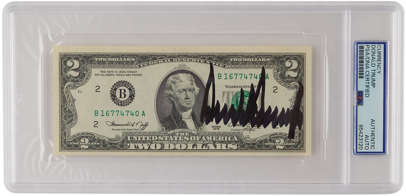 Lot 67 Donald Trump Signed $2 Dollar Bill