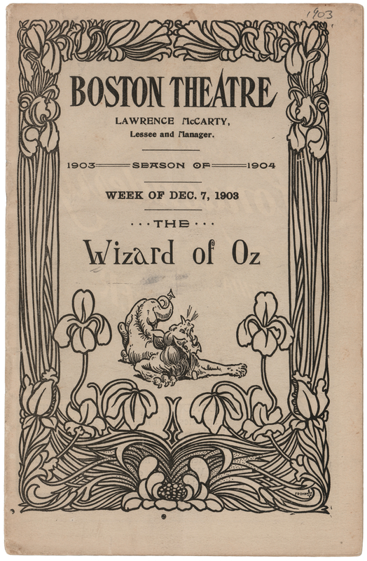 Lot 790 Wizard of Oz 1903 Theatre Program