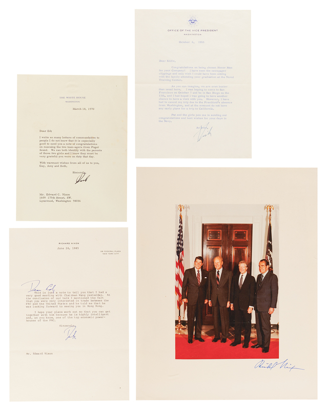 Lot 160 Richard Nixon (4) Signed Items - Photograph and Three Letters to His Brother, One Signed as President