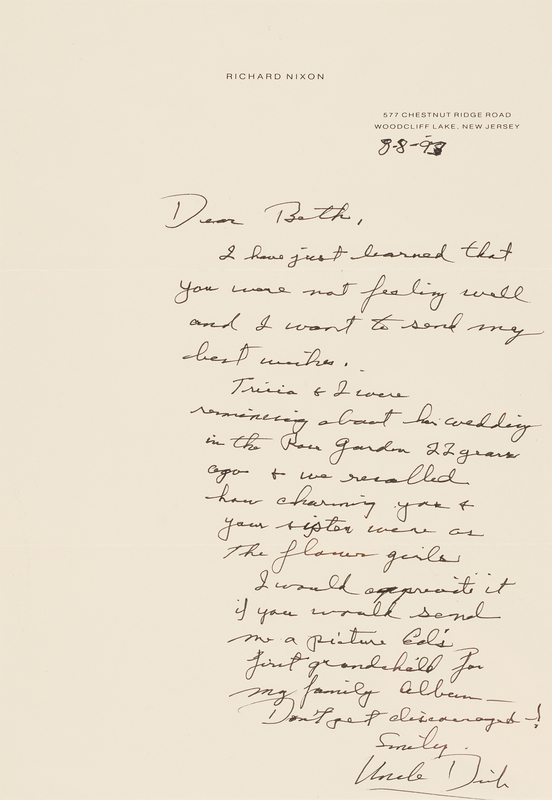 Lot 165 Richard Nixon Autograph Letter Signed to His Niece - 