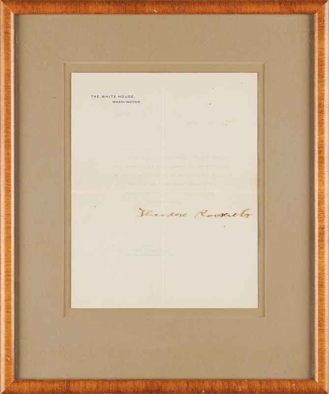 Lot 200 Theodore Roosevelt Typed Letter Signed as President