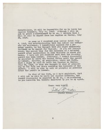 Lot #774 David Niven Typed Letter Signed - Image 2