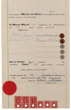 Lot #540 Norman Rockwell (2) Documents Signed for the Sale of His Vermont Farmhouse - Image 6