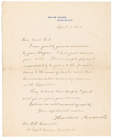 Lot #42 Theodore Roosevelt Archive of (4) Signed Letters to His Cousin, a Fellow Rough Rider, with Rare Medal Collection - Three Letters Signed as President - Image 3