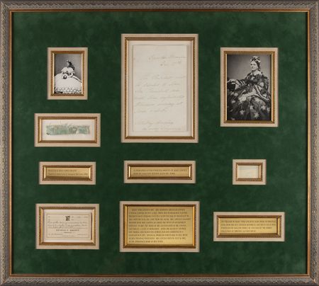 Lot #34 Mary Todd Lincoln Autograph Letter, Inaugural Gown Relic, and Hair Strands - Image 1