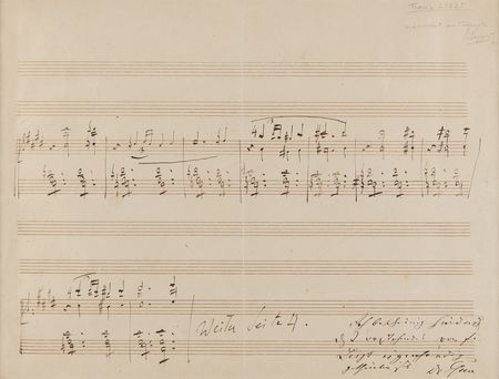 Lot #605 Franz Liszt Handwritten Musical Quotation, Autograph Letter Signed, and Strands of Hair - Image 2