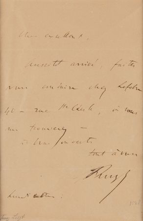 Lot #605 Franz Liszt Handwritten Musical Quotation, Autograph Letter Signed, and Strands of Hair - Image 3