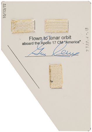 Lot #515 Apollo 17 Flown Command Module Cue Card Signed and Flight-Certified by CDR Gene Cernan - Image 1