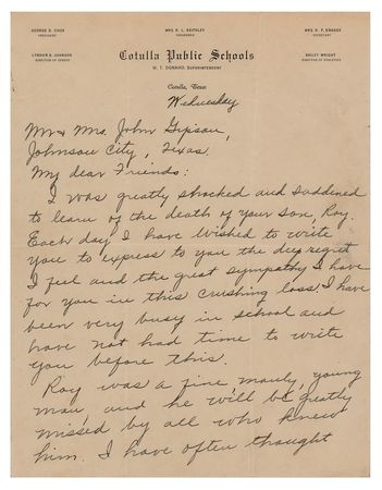 Lot #57 Lyndon B. Johnson Rare Early Autograph Letter Signed as a 20-year-old School Principal in Cotulla, Texas (1928) - Image 1