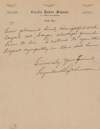 Lot #57 Lyndon B. Johnson Rare Early Autograph Letter Signed as a 20-year-old School Principal in Cotulla, Texas (1928) - Image 2